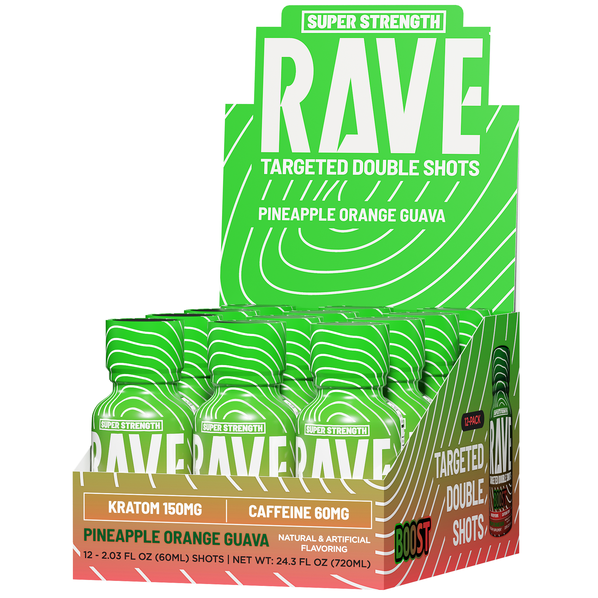 Targeted Rave 2oz Kratom Shots — 12-Piece Display