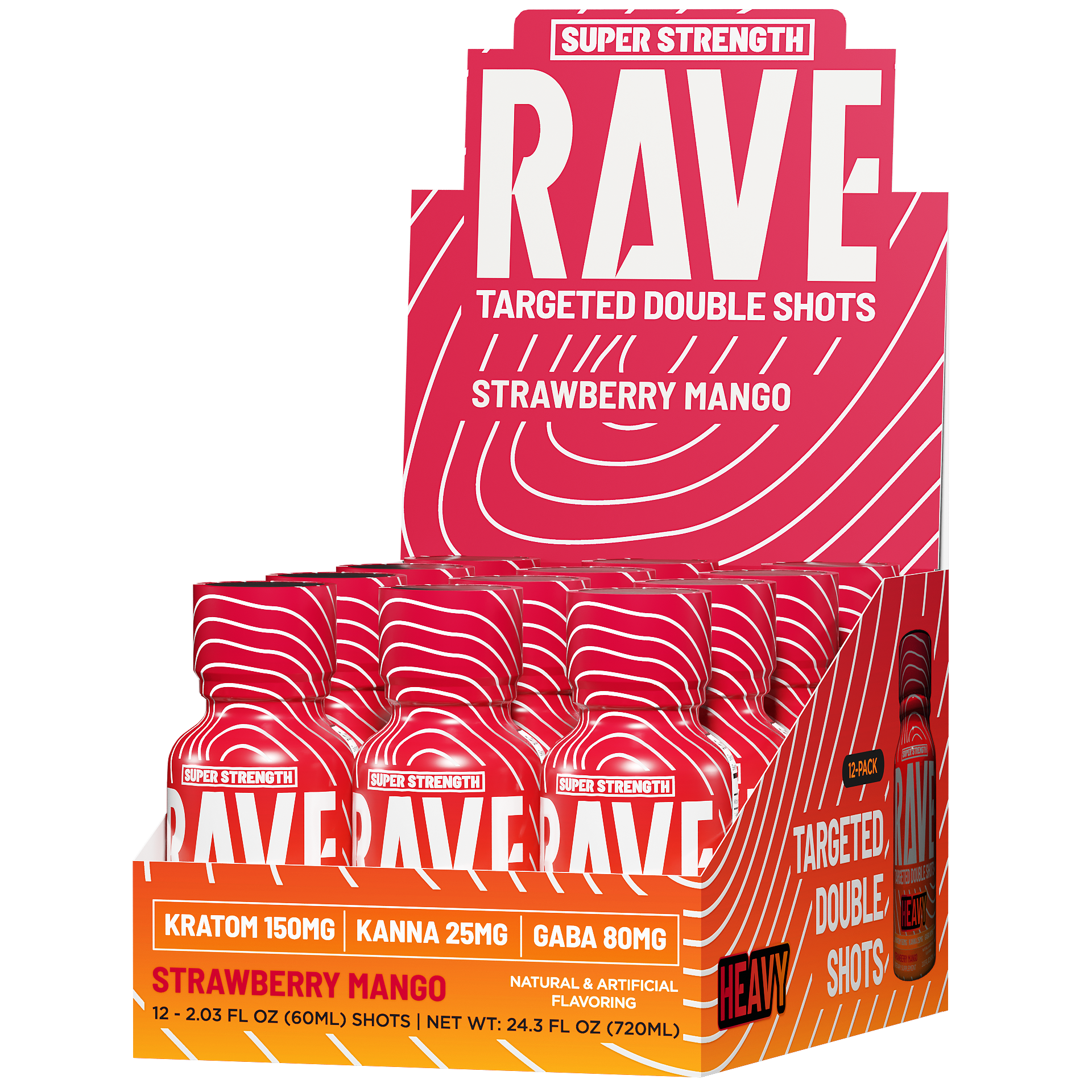 Targeted Rave 2oz Kratom Shots — 12-Piece Display