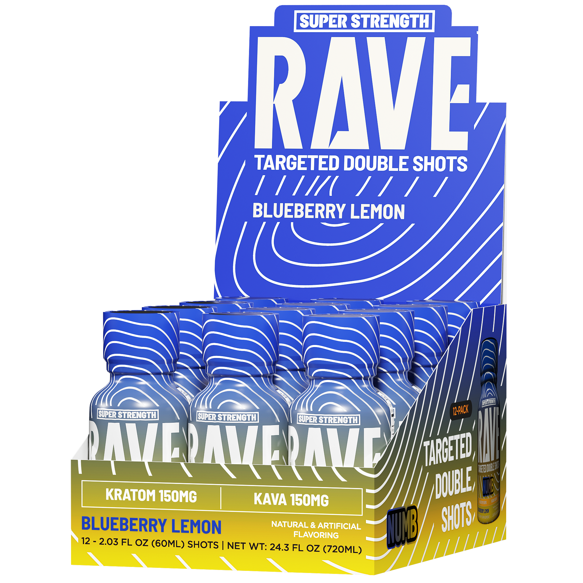 Targeted Rave 2oz Kratom Shots — 12-Piece Display