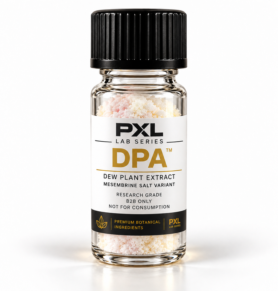Conceptual DPA botanical alkaloid salt powder vial