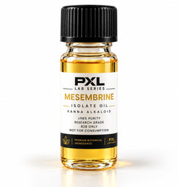 Conceptual product artwork of Mesembrine Isolate Oil; purity claim on label is unverified