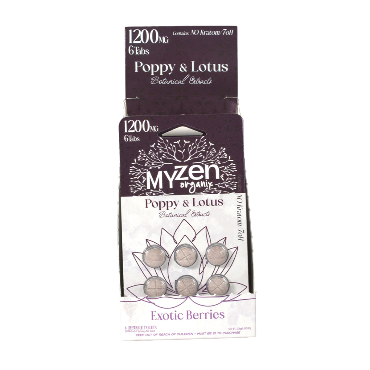 MyZen Poppy & Lotus Exotic Berries 6-tablet 10-count display