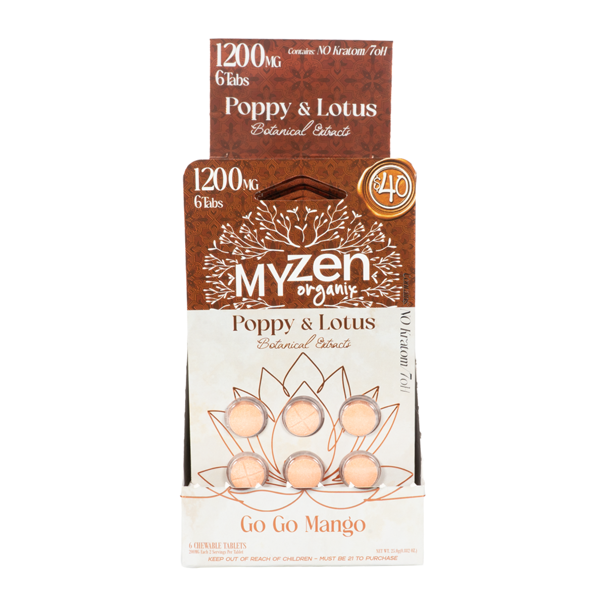 MyZen Poppy & Lotus Go Go Mango 6-tablet 10-count display