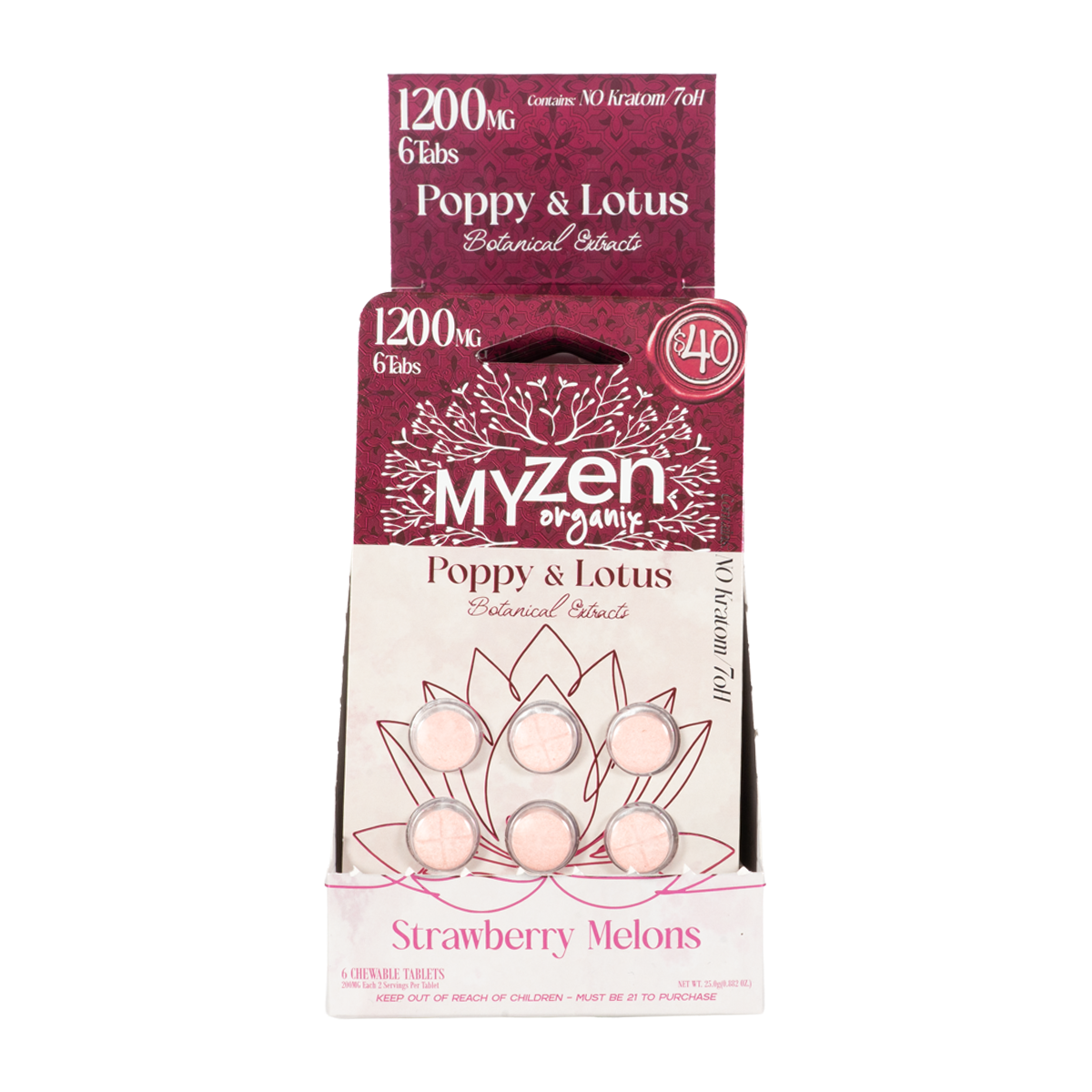 MyZen Poppy & Lotus Strawberry Melons 6-tablet 10-count display