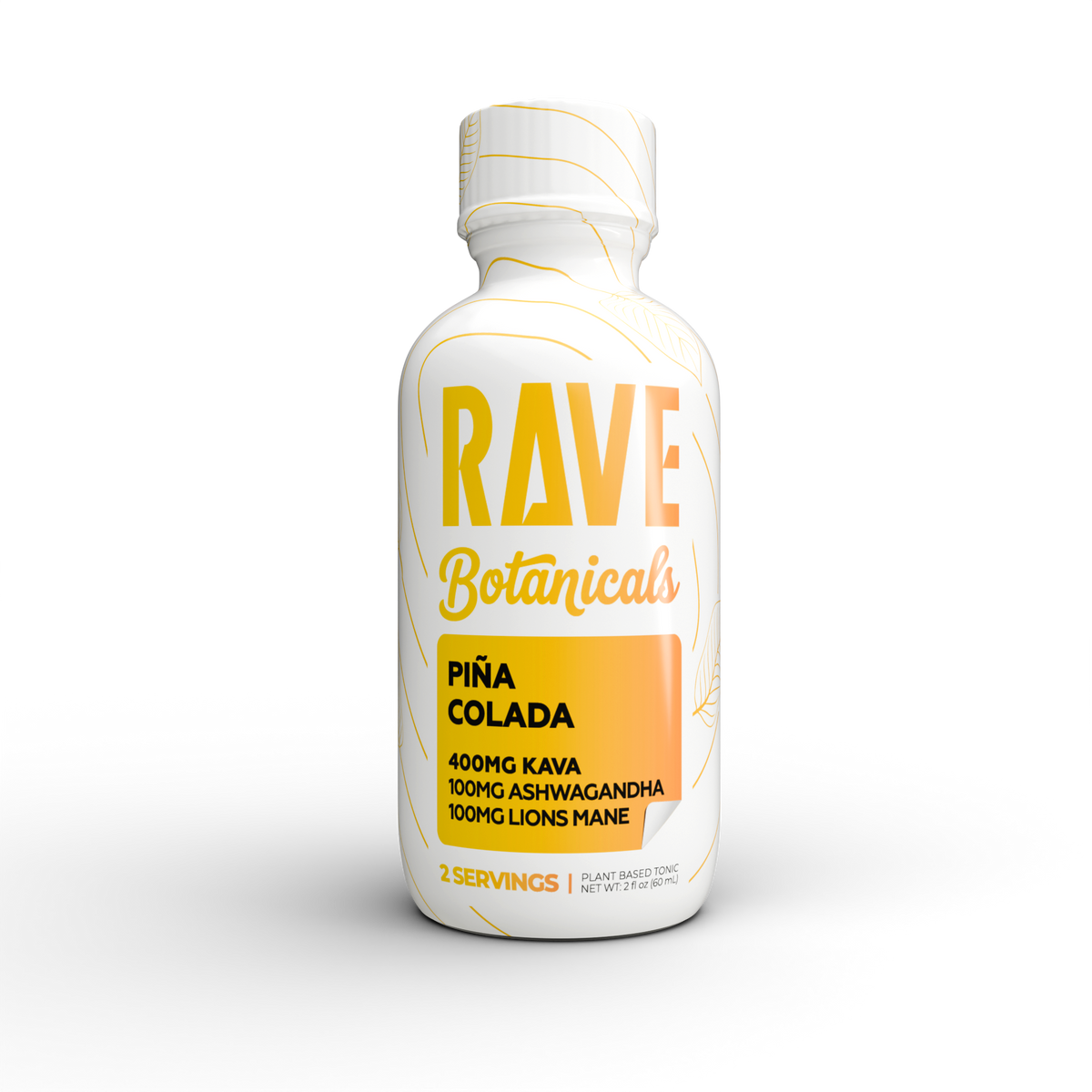 Rave Botanicals Piña Colada kava drink 60 mL bottle