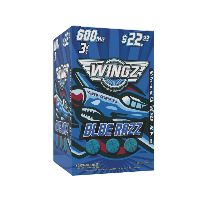 WINGZ BlueRazz 600mg botanical blend 3-tablet 10-count display