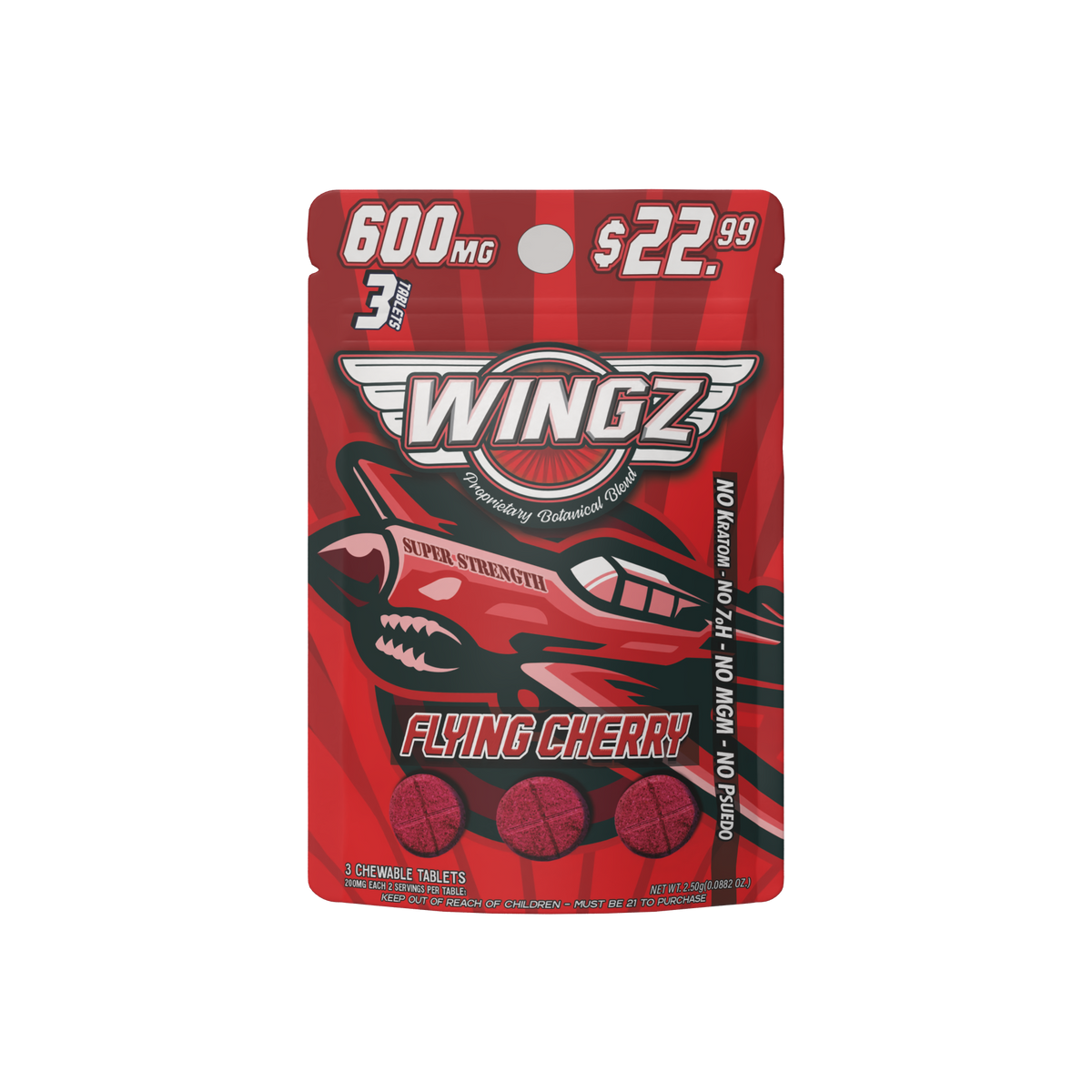 WINGZ FlyingCherry 600mg botanical blend 3-tablet pack
