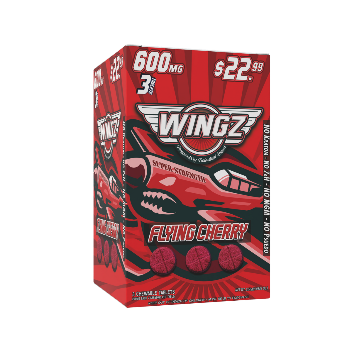 WINGZ FlyingCherry 600mg botanical blend 3-tablet 10-count display