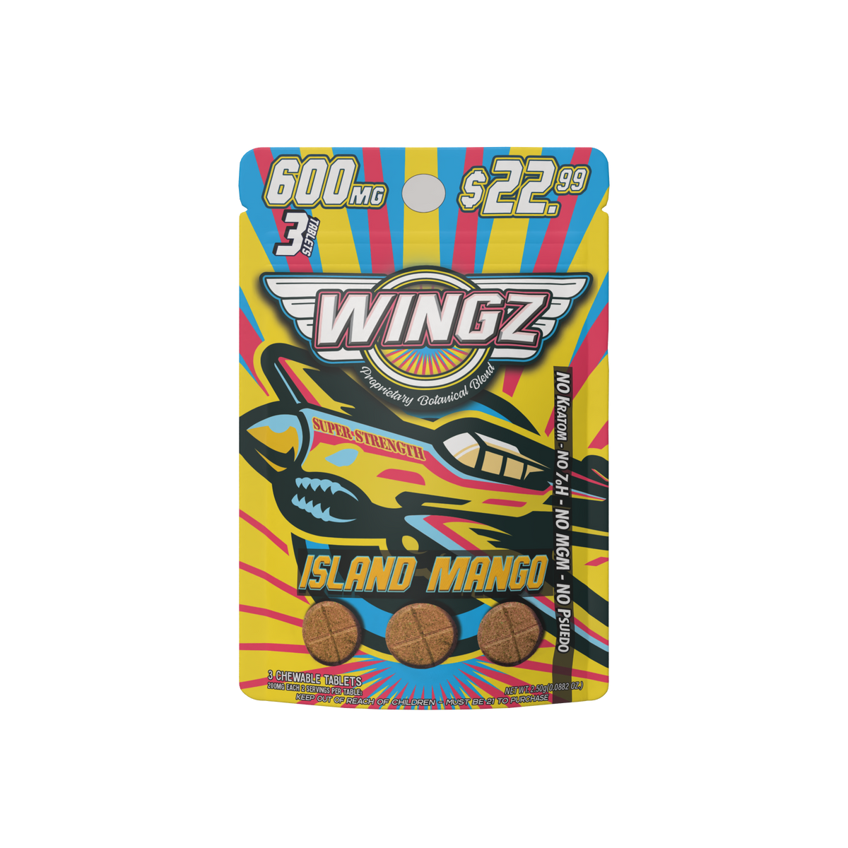 WINGZ IslandMango 600mg botanical blend 3-tablet pack