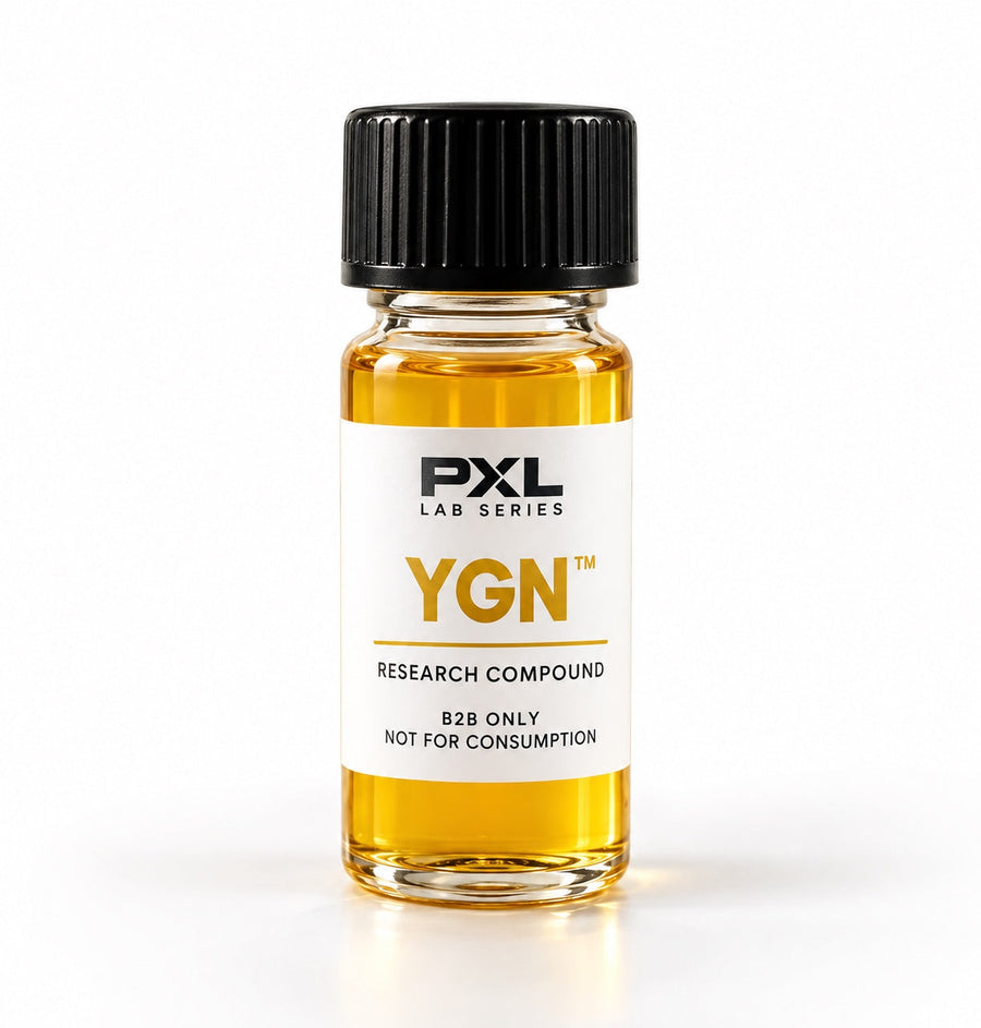YGN conceptual golden oil vial, PXL Lab Series